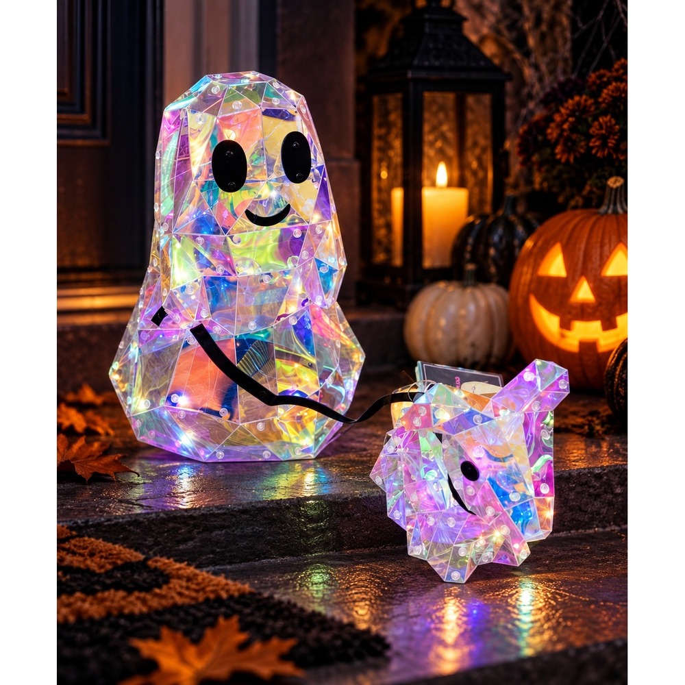 Christian Siriano Iridescent Ghost Walking Dog Halloween Decor Prismatic LED